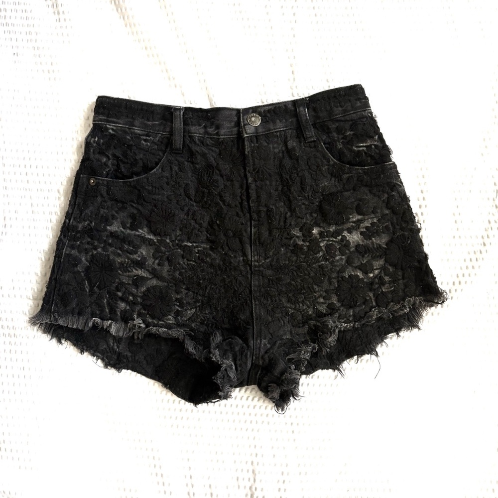 Free People Black Cut Off High Waist Shorts